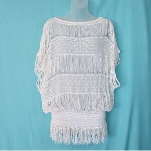 Trina Turk ivory crocheted cotton tunic XS coverup